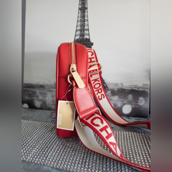 ❗️LOW START ❗️Michael Kors- NWT- Jet Set Medium Leather Crossbody Bag- Red - Picture 7 of 16